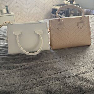 Tan &White Square Shoulder Bags